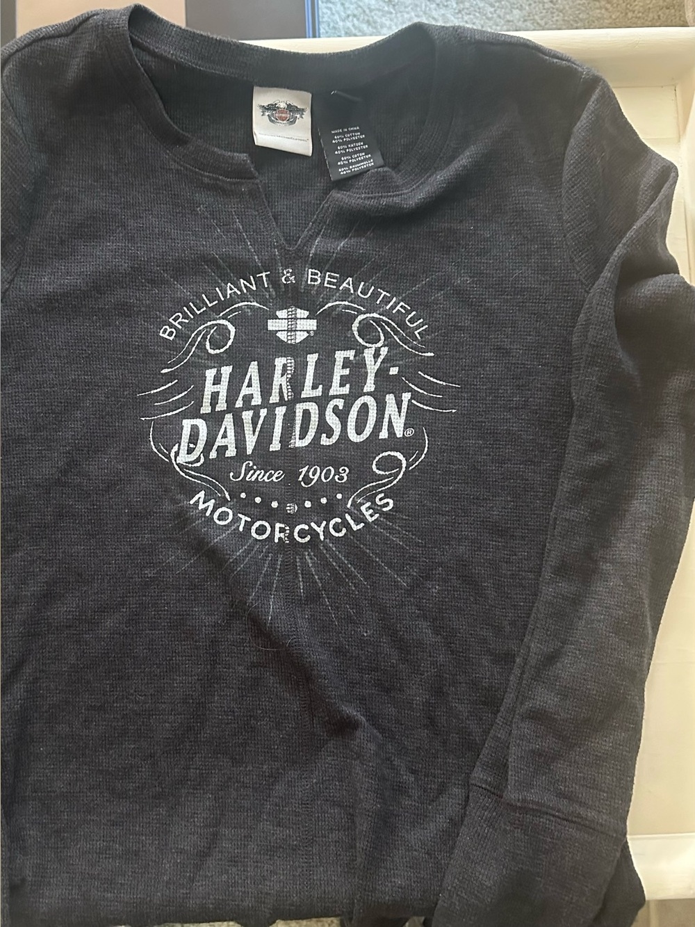 Harley-Davidson gray womens Long-Sleeve shirt.